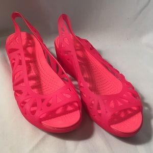 Pink Crocs Adrina lll Jelly Wedge Heels